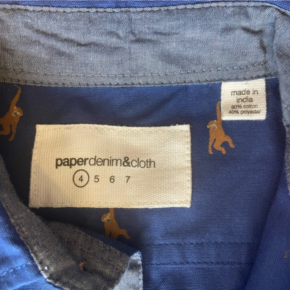 Paper Denim & Cloth Monkey Print Button Down Short Size 4 NWT - Picture 2 of 7